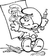 coloriage schtroumpf peintre